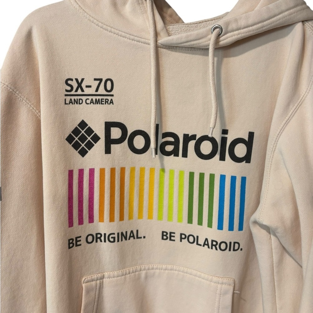 Polaroid Cream Hoodie with Rainbow Design - Picture 2 of 4